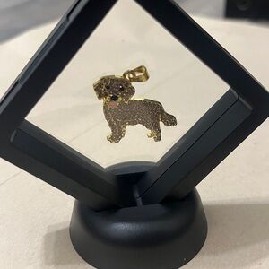 Golden Retriever Crystal Pave Dog Pendant Necklace - Gold Tone Dog Puppy